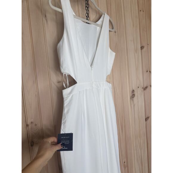 NWT Lulus Moments to Remember White Sleeveless Wide-Leg Cutout Jumpsuit Classy M - Picture 8 of 12